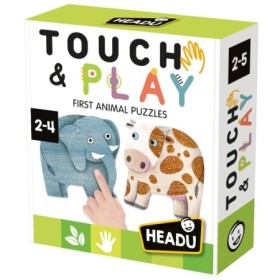 Puzzle Tactil contur Animale cu piese mari 2-4 ani